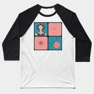 Hand Drawn Pattern Cancer Zodiac Art Baseball T-Shirt